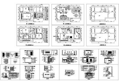 某复式住宅楼室内装修装饰设计cad全套平立面施工图(标注详细)